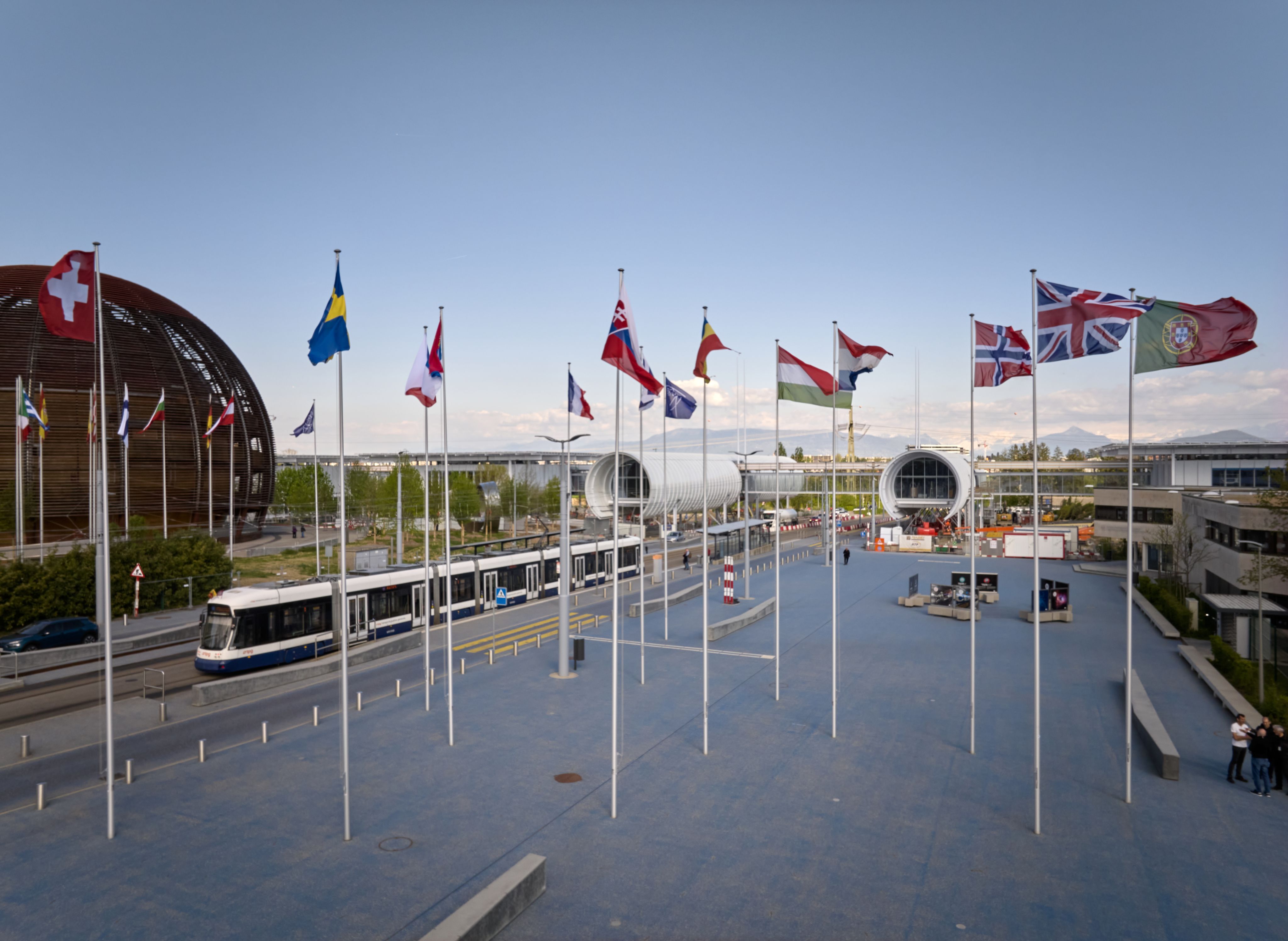 Flags of the member states flying outside CERN. Credit: CERN